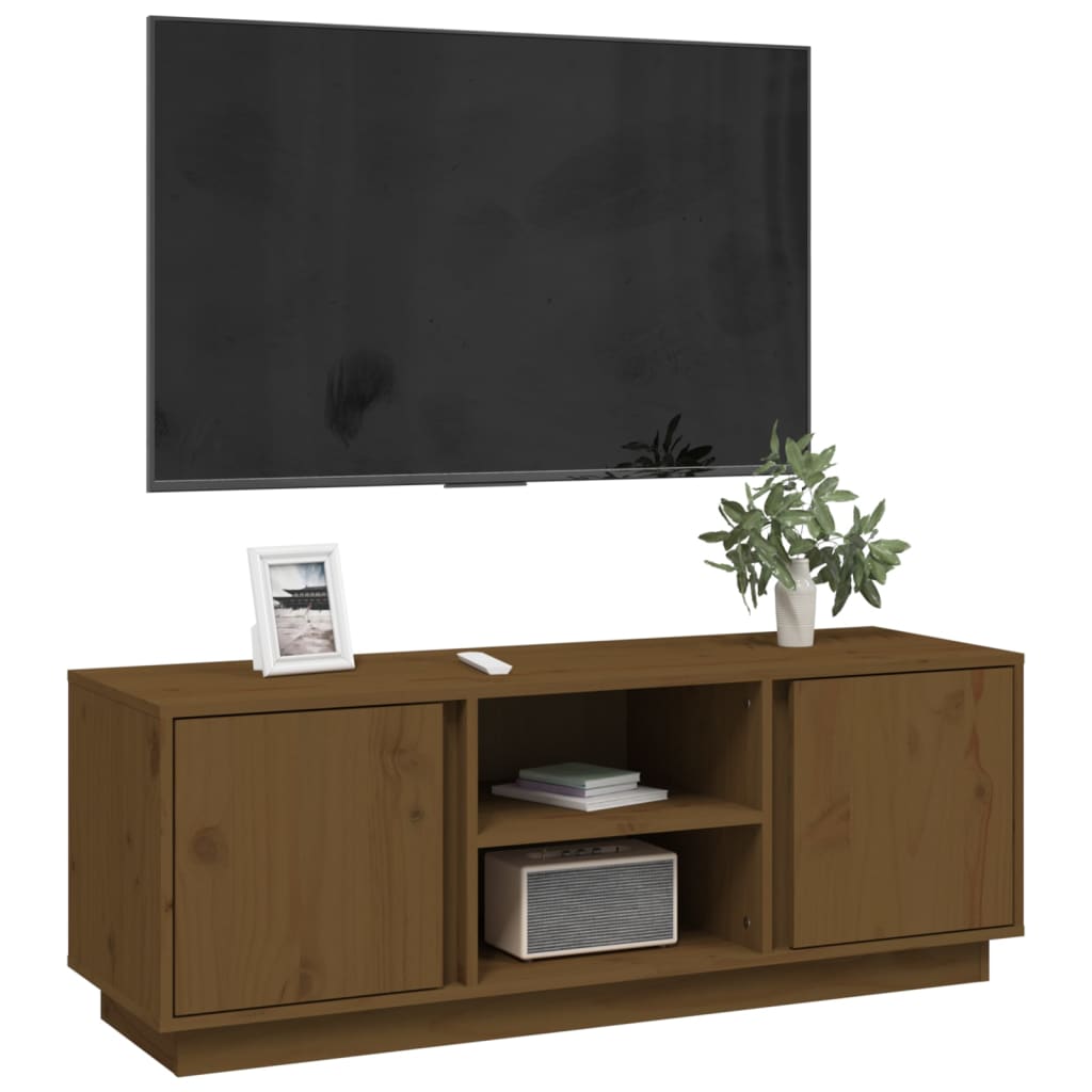 Tv-meubel 110x35x40,5 cm massief grenenhout honingbruin is nu te koop bij PeponiXL, paradijselijk wonen!