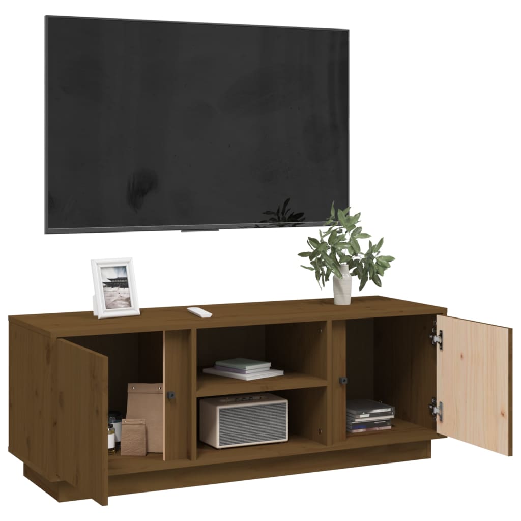 Tv-meubel 110x35x40,5 cm massief grenenhout honingbruin is nu te koop bij PeponiXL, paradijselijk wonen!