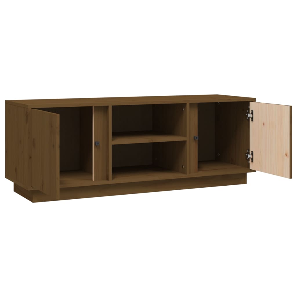 Tv-meubel 110x35x40,5 cm massief grenenhout honingbruin is nu te koop bij PeponiXL, paradijselijk wonen!