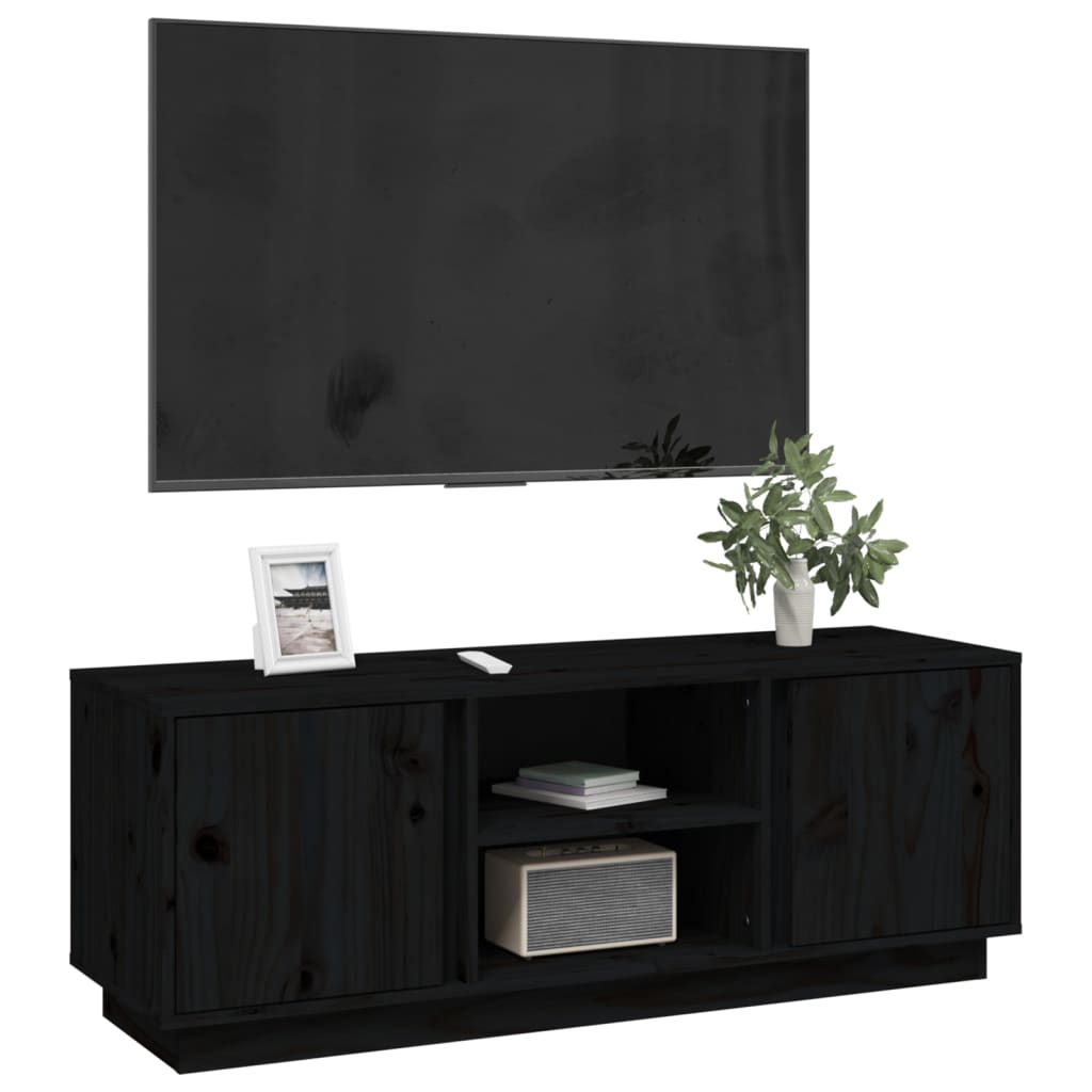 Tv-meubel 110x35x40,5 cm massief grenenhout zwart is nu te koop bij PeponiXL, paradijselijk wonen!