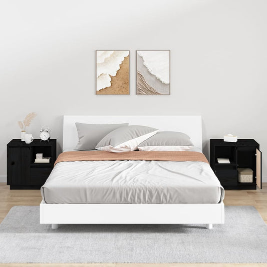 Nachtkastjes 2 st 50x34x50 cm massief grenenhout zwart is nu te koop bij PeponiXL, paradijselijk wonen!