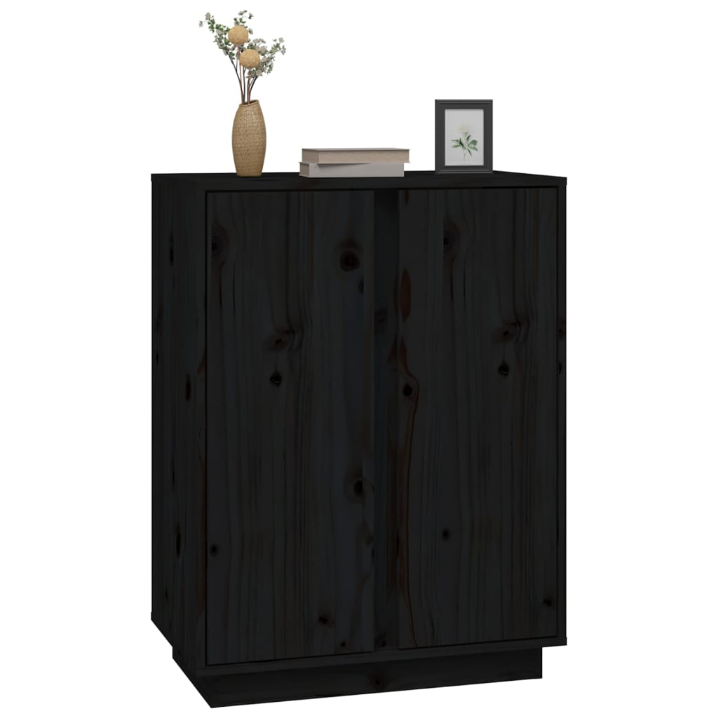 Dressoir 60x35x80 cm massief grenenhout zwart is nu te koop bij PeponiXL, paradijselijk wonen!