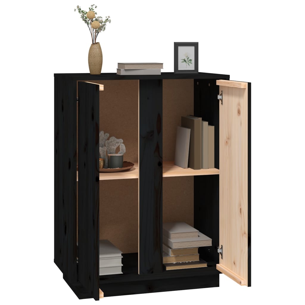 Dressoir 60x35x80 cm massief grenenhout zwart is nu te koop bij PeponiXL, paradijselijk wonen!