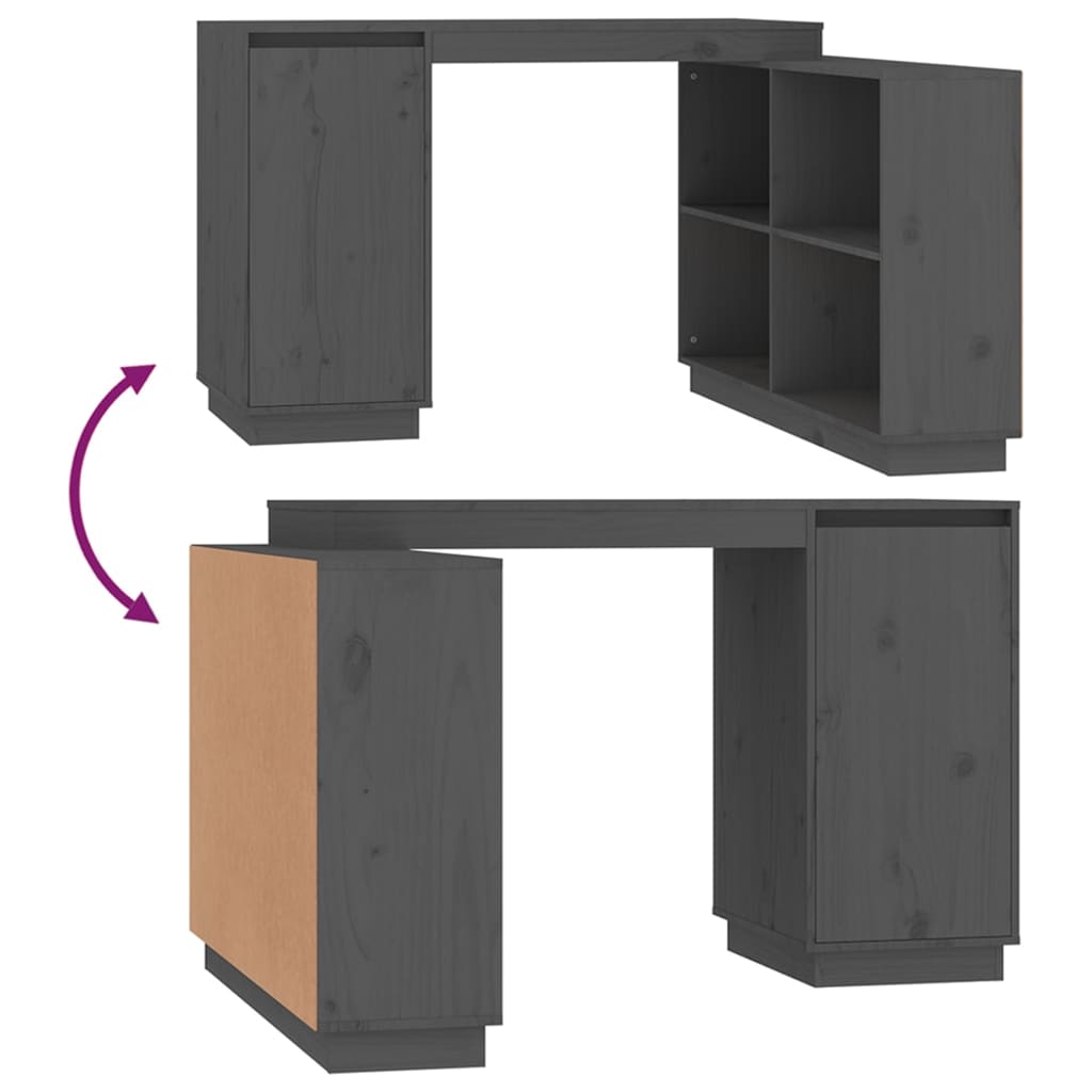 Bureau 110x50x75 cm massief grenenhout grijs is nu te koop bij PeponiXL, paradijselijk wonen!