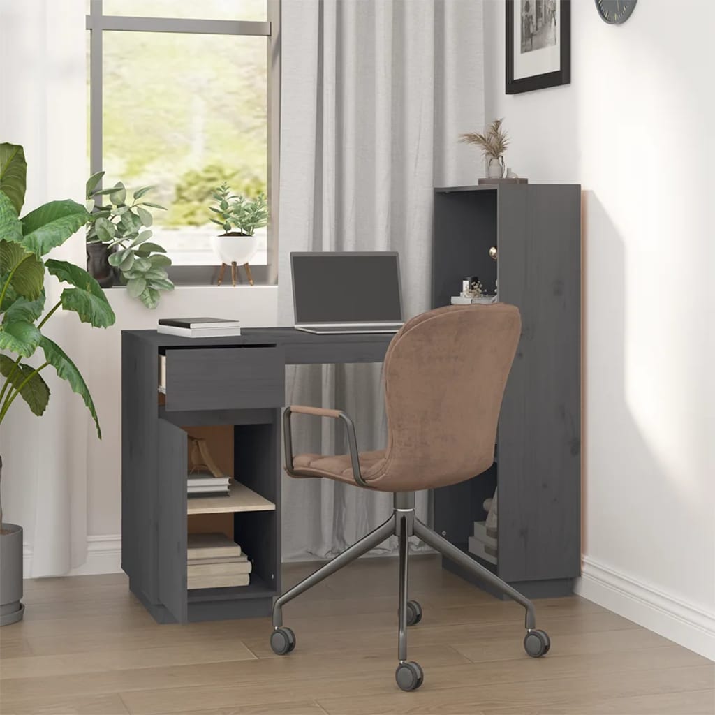 Bureau 110x53x117 cm massief grenenhout grijs is nu te koop bij PeponiXL, paradijselijk wonen!
