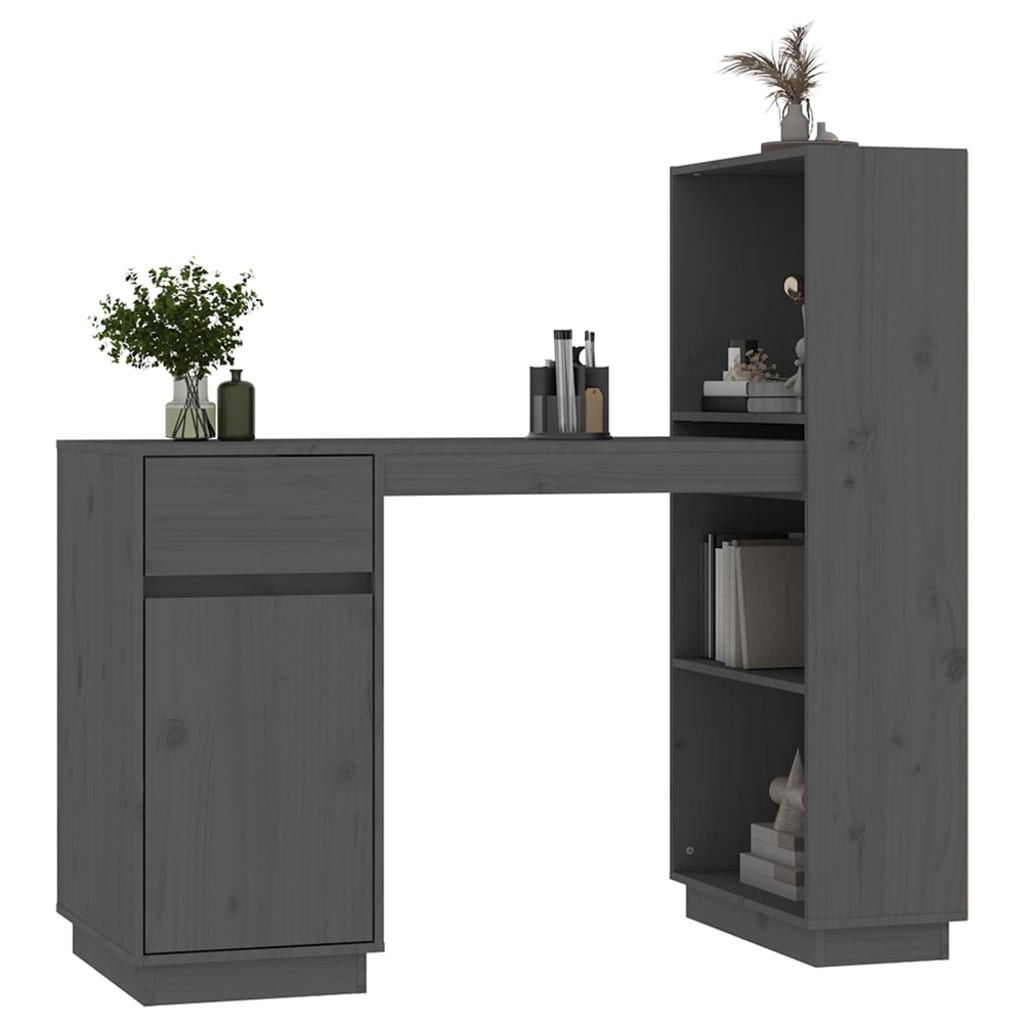 Bureau 110x53x117 cm massief grenenhout grijs is nu te koop bij PeponiXL, paradijselijk wonen!