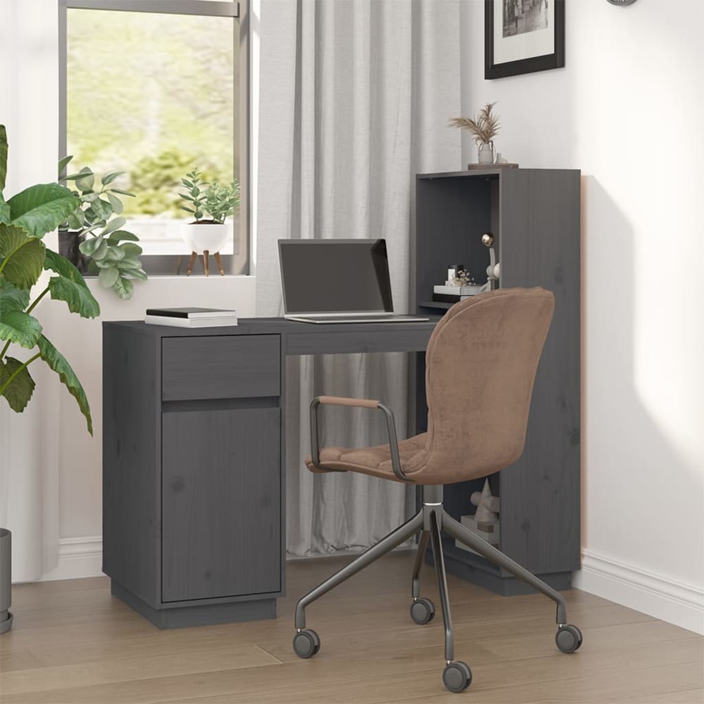 Bureau 110x53x117 cm massief grenenhout grijs is nu te koop bij PeponiXL, paradijselijk wonen!