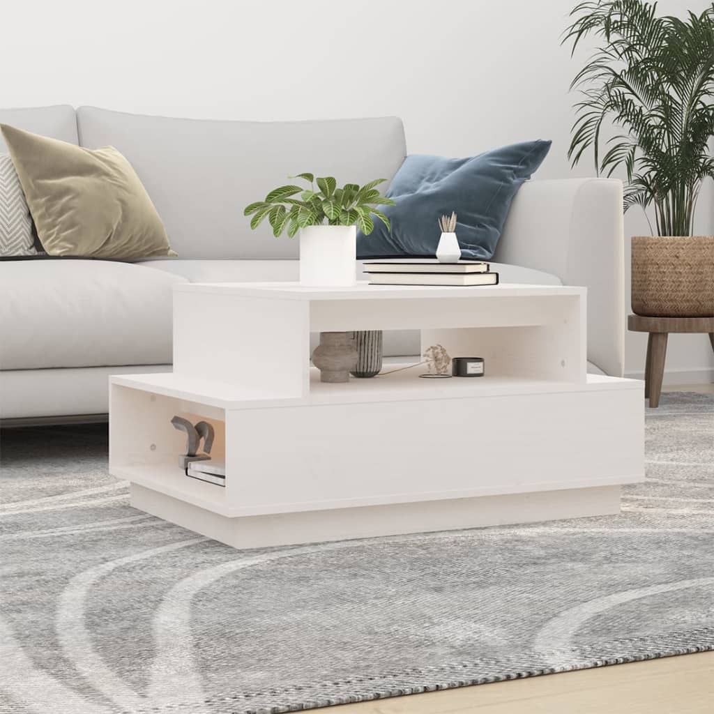 Salontafel 80x55x40,5 cm massief grenenhout wit is nu te koop bij PeponiXL, paradijselijk wonen!