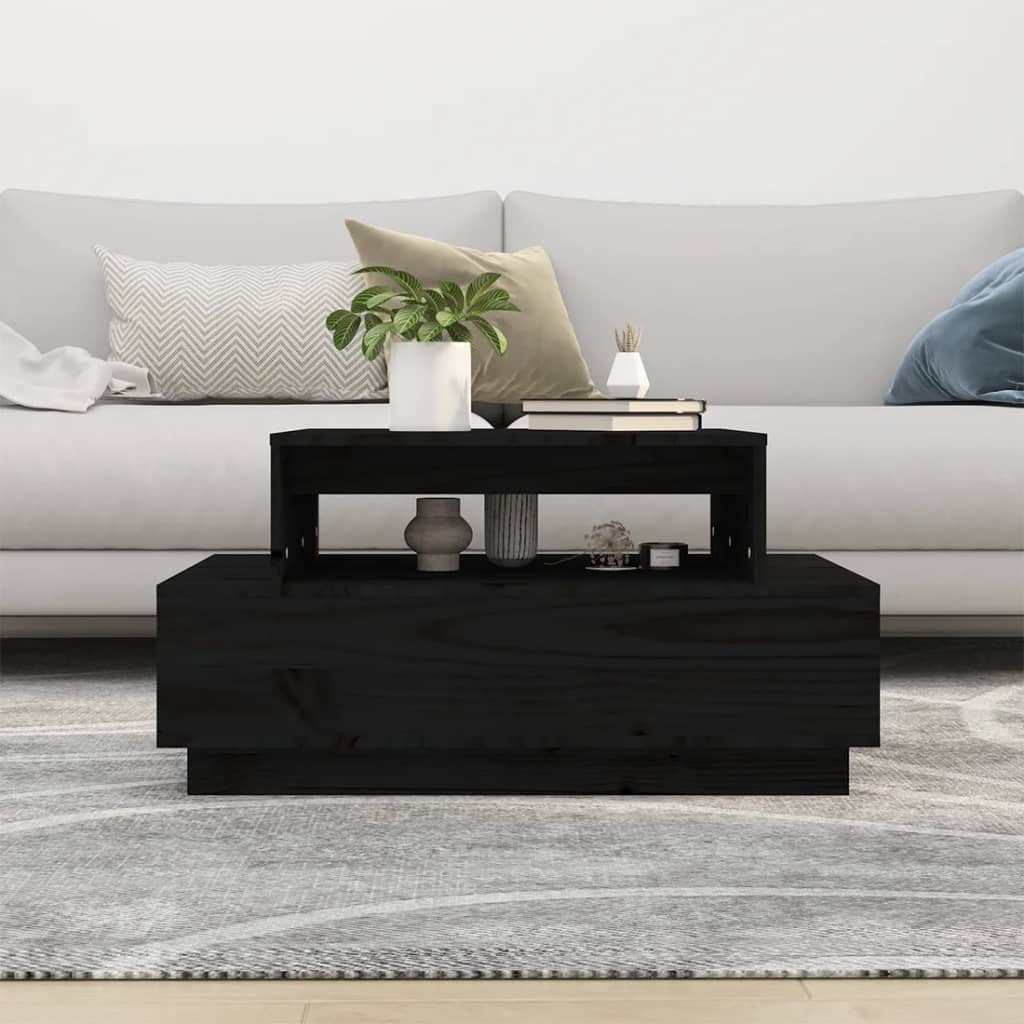 Salontafel 80x55x40,5 cm massief grenenhout zwart is nu te koop bij PeponiXL, paradijselijk wonen!