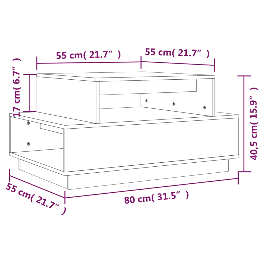 Salontafel 80x55x40,5 cm massief grenenhout zwart is nu te koop bij PeponiXL, paradijselijk wonen!
