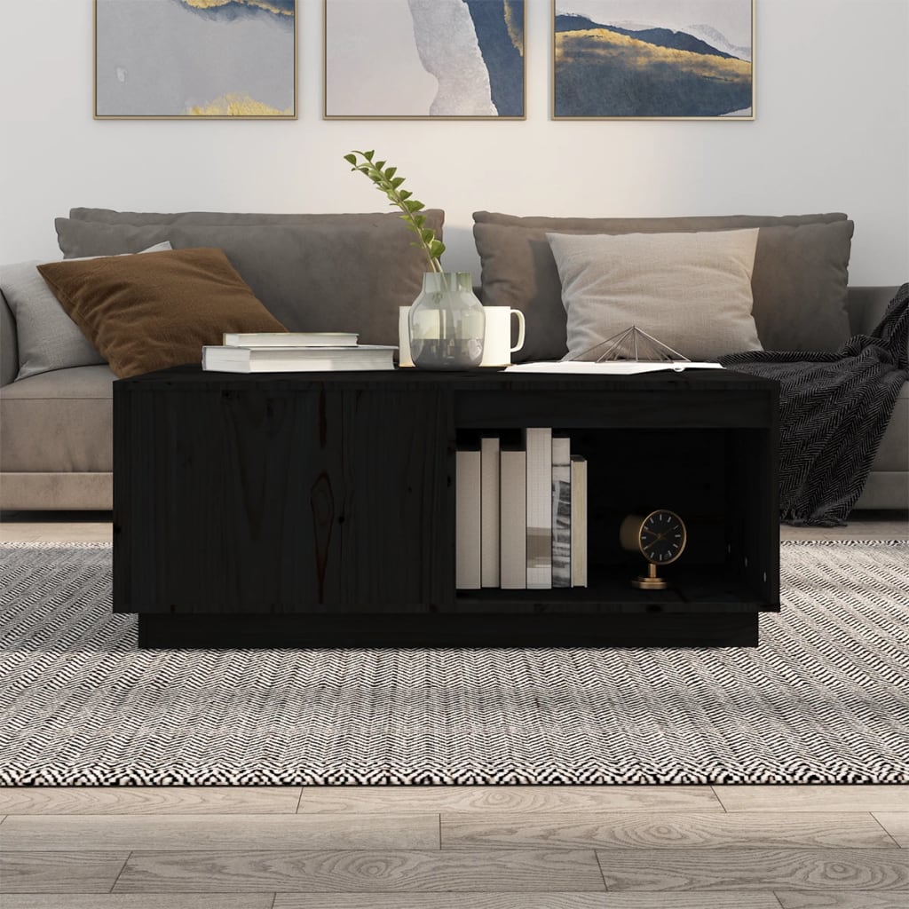 Salontafel 100x101x40,5 cm massief grenenhout zwart is nu te koop bij PeponiXL, paradijselijk wonen!
