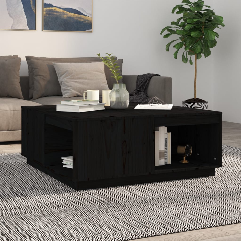 Salontafel 100x101x40,5 cm massief grenenhout zwart is nu te koop bij PeponiXL, paradijselijk wonen!