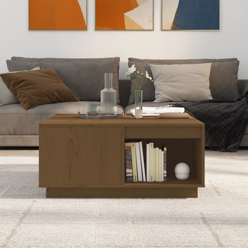 Salontafel 80x81x36,5 cm massief grenenhout honingbruin is nu te koop bij PeponiXL, paradijselijk wonen!