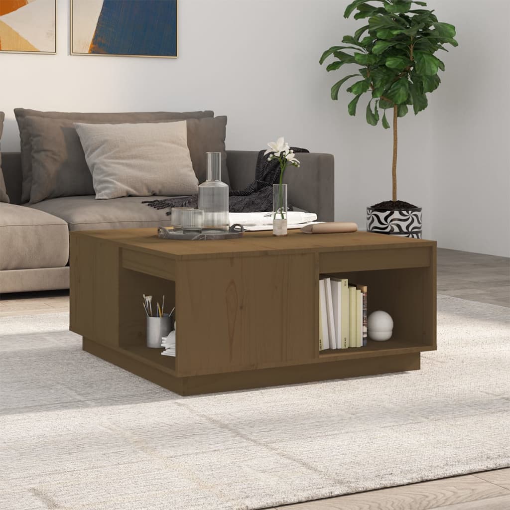 Salontafel 80x81x36,5 cm massief grenenhout honingbruin is nu te koop bij PeponiXL, paradijselijk wonen!