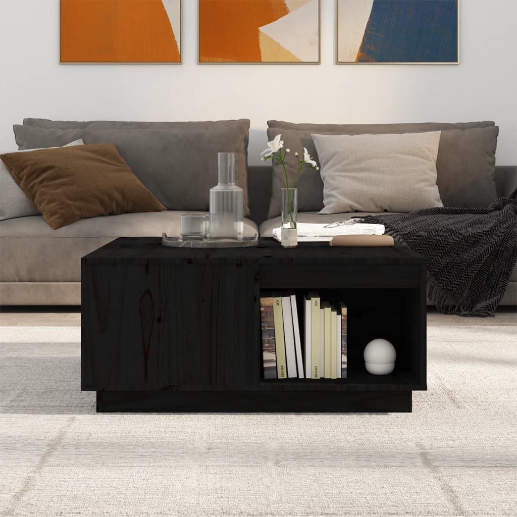 Salontafel 80x81x36,5 cm massief grenenhout zwart is nu te koop bij PeponiXL, paradijselijk wonen!