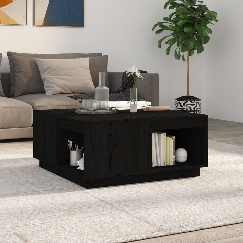 Salontafel 80x81x36,5 cm massief grenenhout zwart is nu te koop bij PeponiXL, paradijselijk wonen!