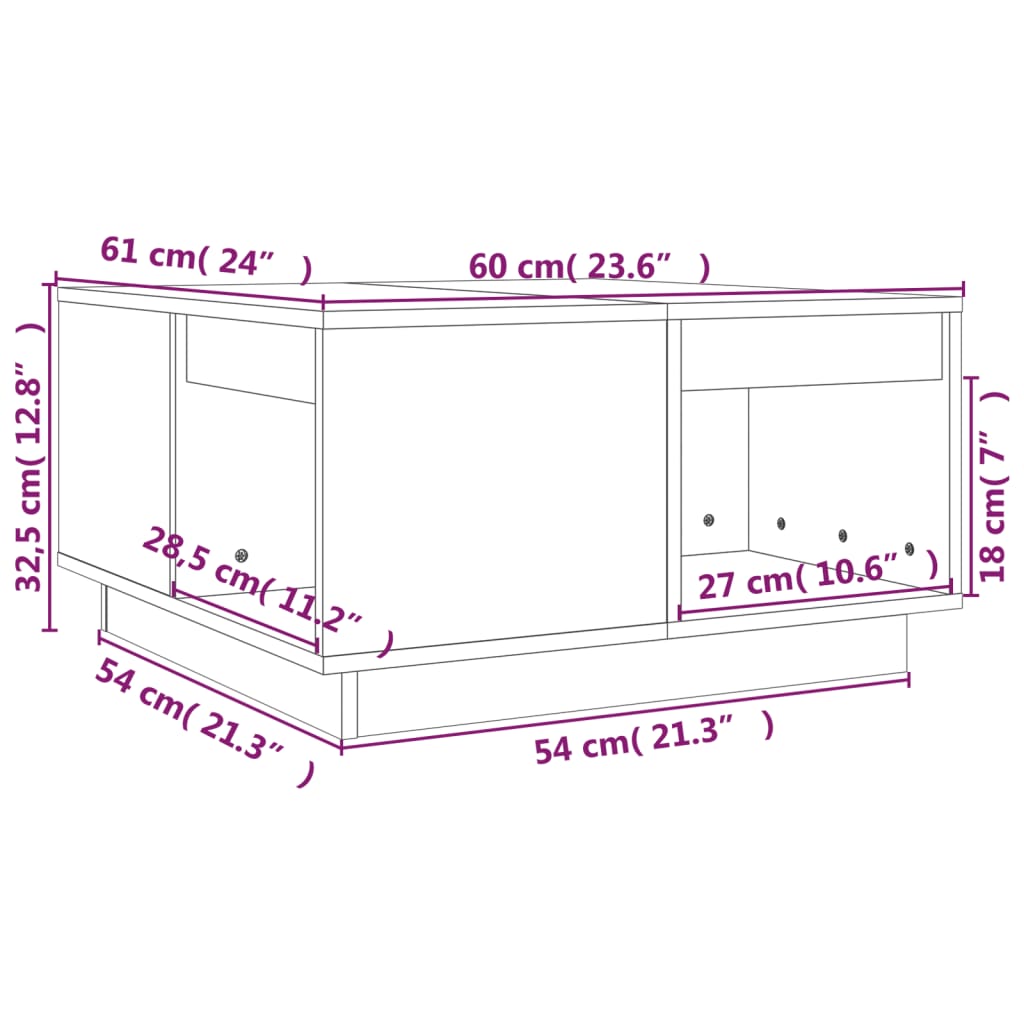 Salontafel 60x61x32,5 cm massief grenenhout is nu te koop bij PeponiXL, paradijselijk wonen!
