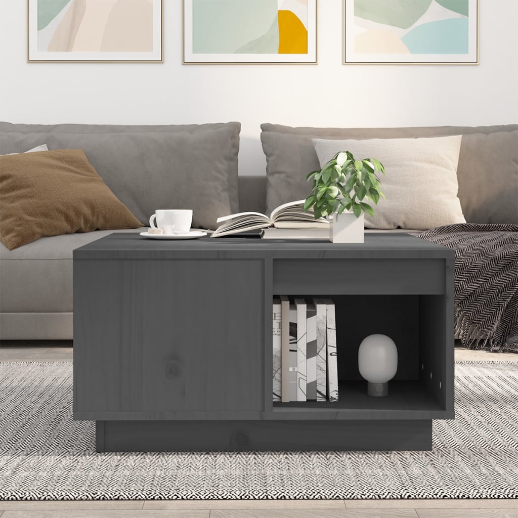 Salontafel 60x61x32,5 cm massief grenenhout grijs is nu te koop bij PeponiXL, paradijselijk wonen!
