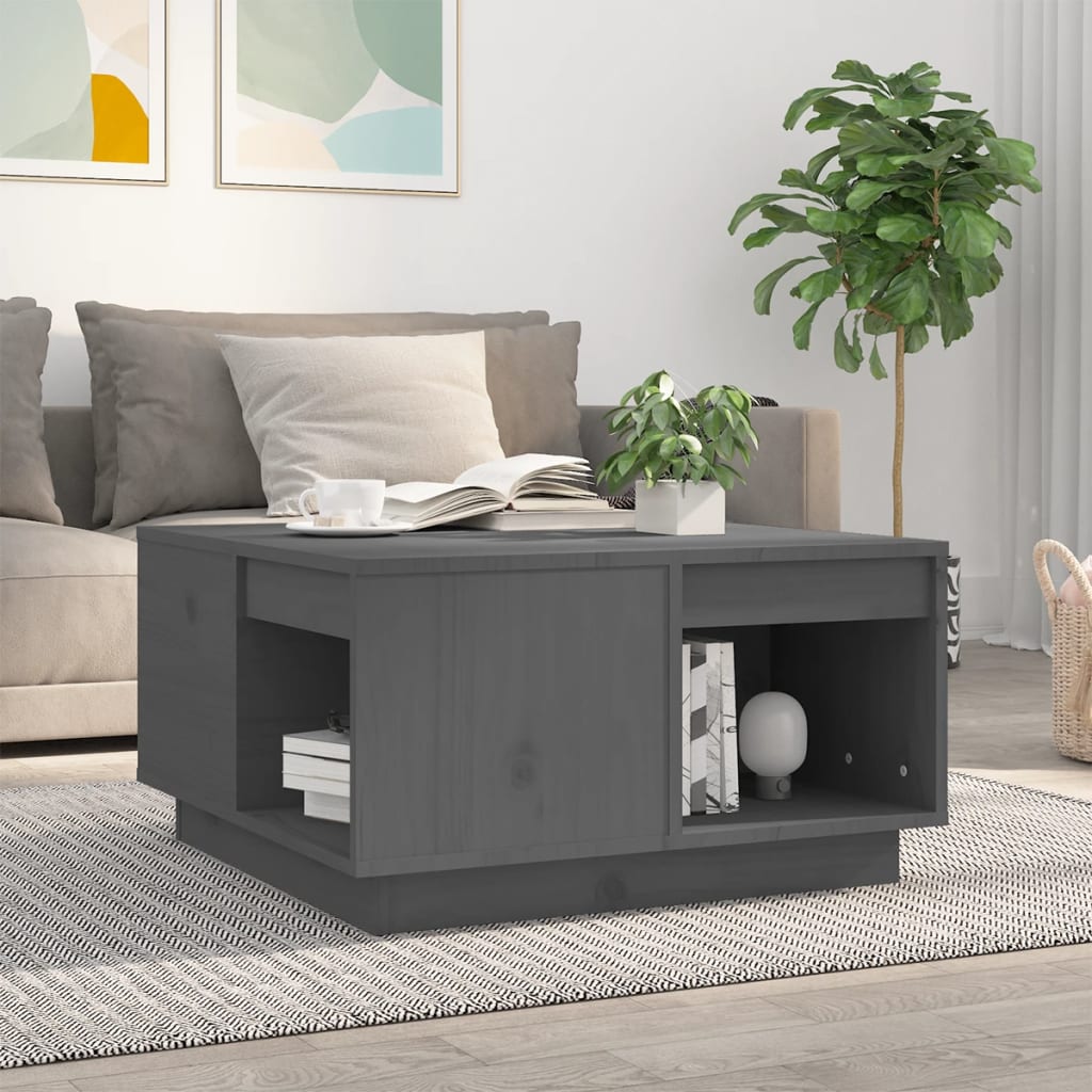 Salontafel 60x61x32,5 cm massief grenenhout grijs is nu te koop bij PeponiXL, paradijselijk wonen!