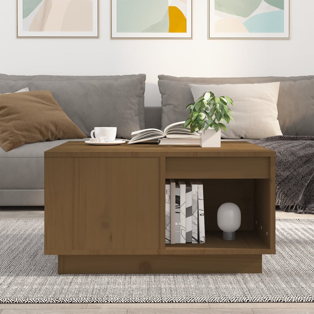 Salontafel 60x61x32,5 cm massief grenenhout honingbruin is nu te koop bij PeponiXL, paradijselijk wonen!