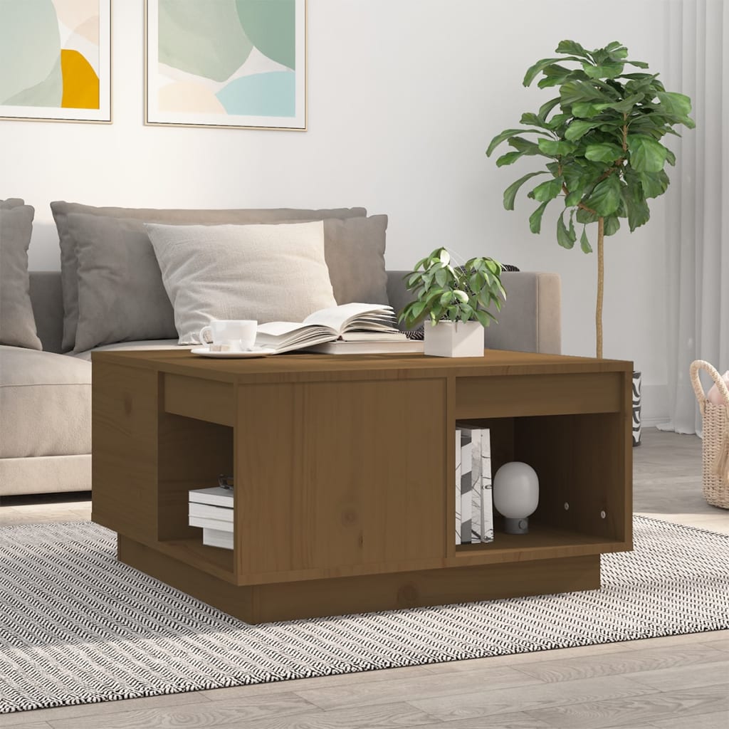 Salontafel 60x61x32,5 cm massief grenenhout honingbruin is nu te koop bij PeponiXL, paradijselijk wonen!