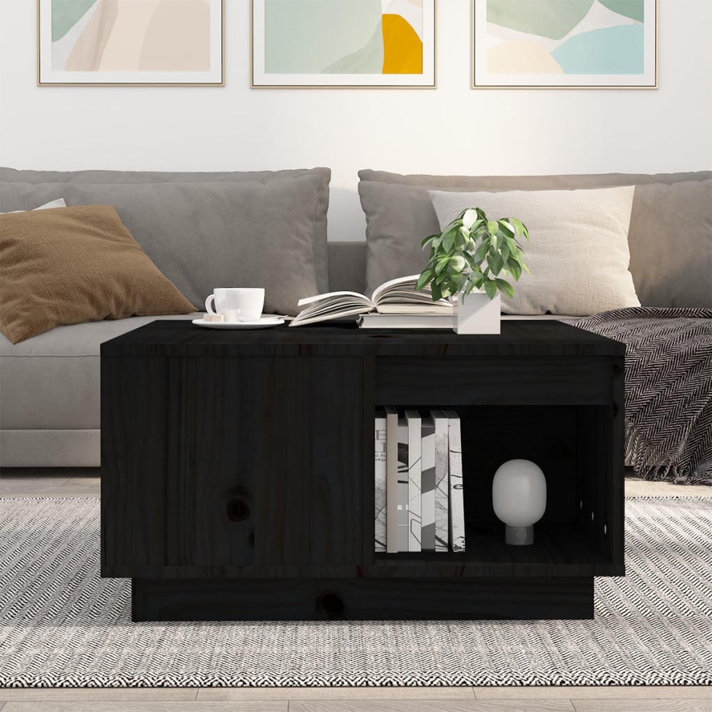 Salontafel 60x61x32,5 cm massief grenenhout zwart is nu te koop bij PeponiXL, paradijselijk wonen!