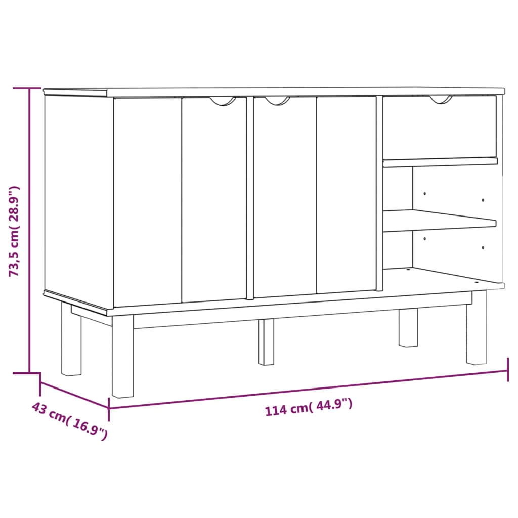 Dressoir OTTA 114x43x73,5 cm massief grenenhout is nu te koop bij PeponiXL, paradijselijk wonen!