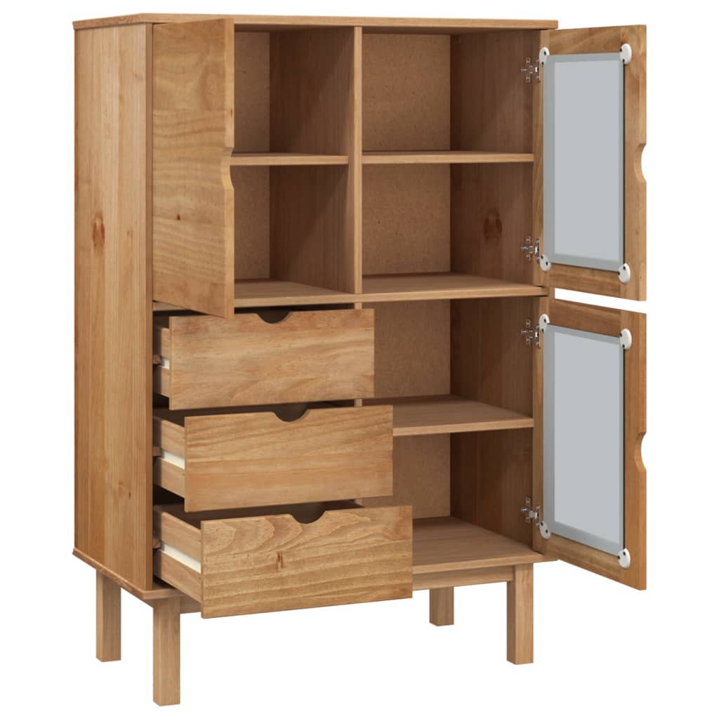 Hoge kast OTTA 85x43x125 cm massief grenenhout is nu te koop bij PeponiXL, paradijselijk wonen!