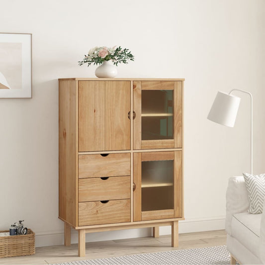 Hoge kast OTTA 85x43x125 cm massief grenenhout is nu te koop bij PeponiXL, paradijselijk wonen!