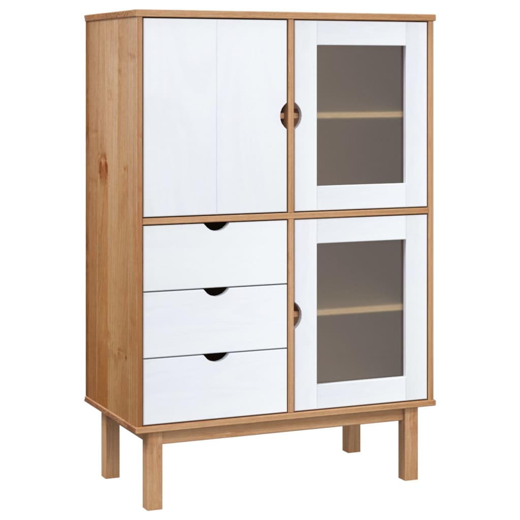 Hoge kast OTTA 85x43x125 cm massief grenenhout bruin en wit is nu te koop bij PeponiXL, paradijselijk wonen!