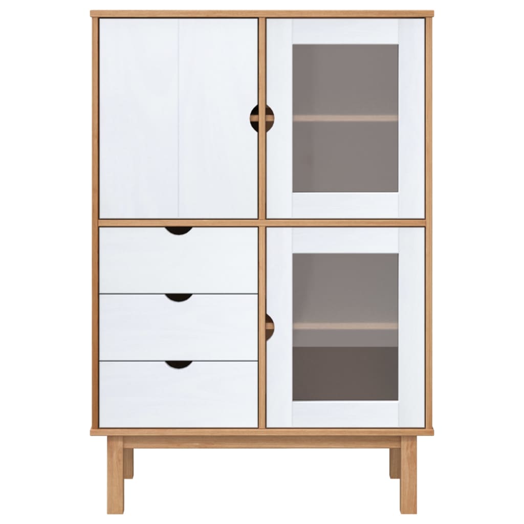 Hoge kast OTTA 85x43x125 cm massief grenenhout bruin en wit is nu te koop bij PeponiXL, paradijselijk wonen!