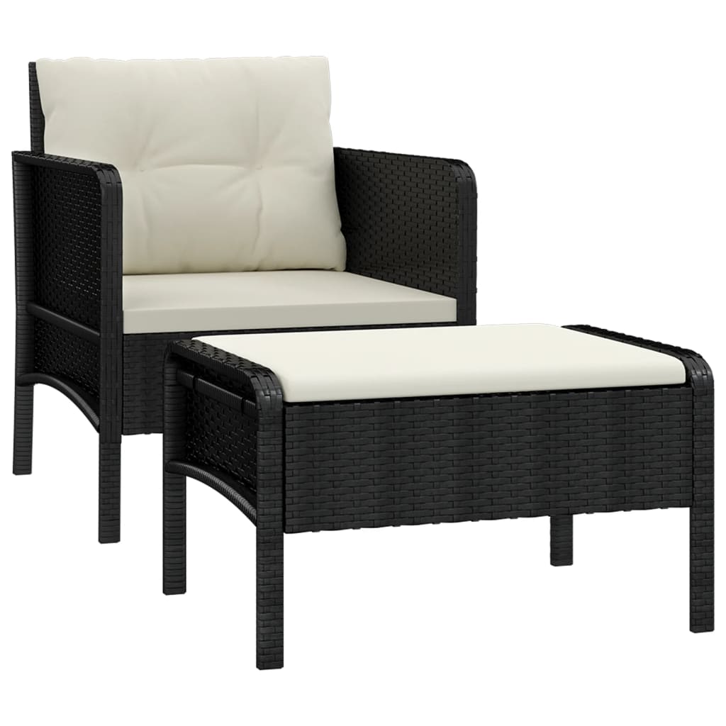 2-delige Loungeset met kussens poly rattan zwart is nu te koop bij PeponiXL, paradijselijk wonen!
