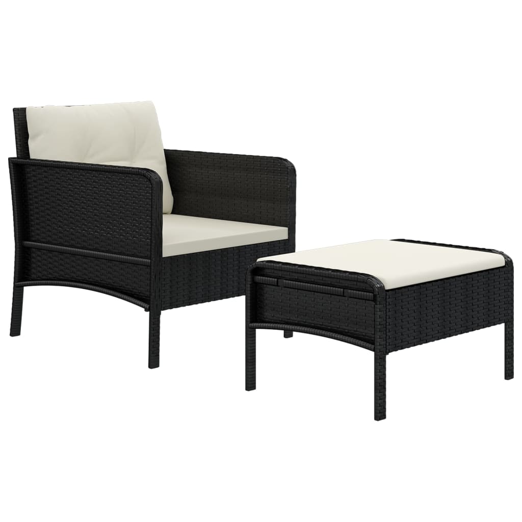 2-delige Loungeset met kussens poly rattan zwart is nu te koop bij PeponiXL, paradijselijk wonen!