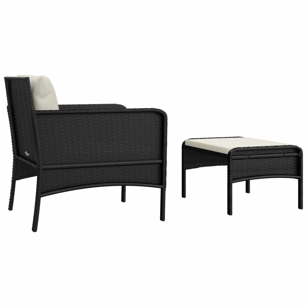 2-delige Loungeset met kussens poly rattan zwart is nu te koop bij PeponiXL, paradijselijk wonen!
