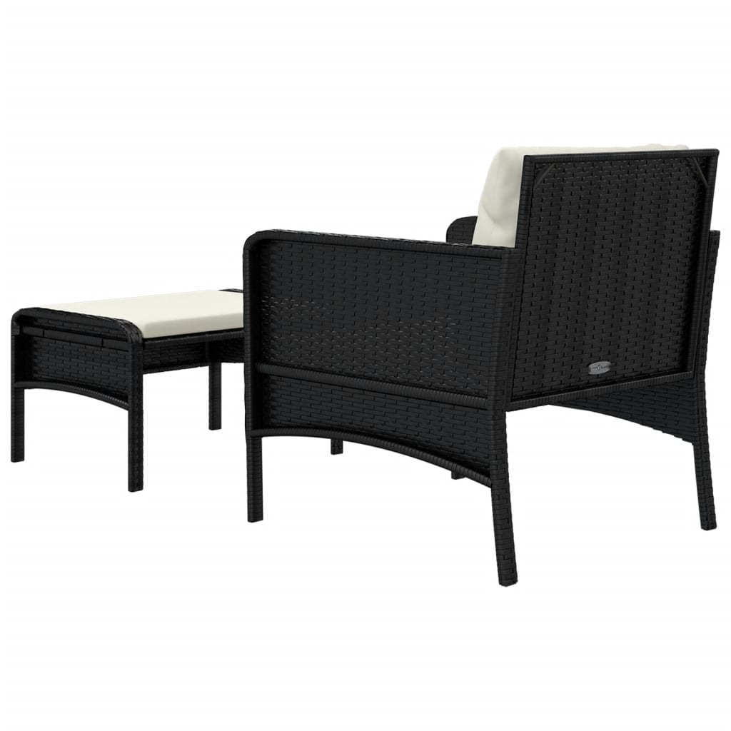 2-delige Loungeset met kussens poly rattan zwart is nu te koop bij PeponiXL, paradijselijk wonen!