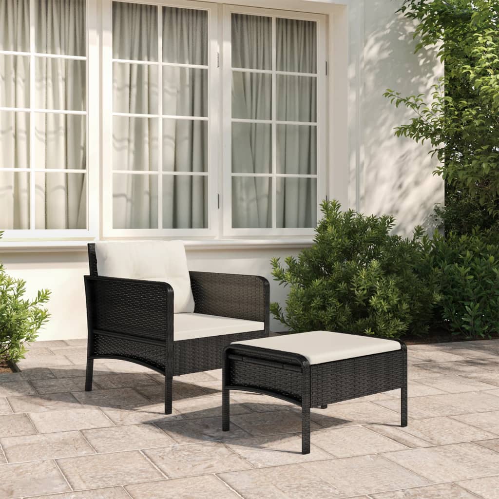2-delige Loungeset met kussens poly rattan zwart is nu te koop bij PeponiXL, paradijselijk wonen!