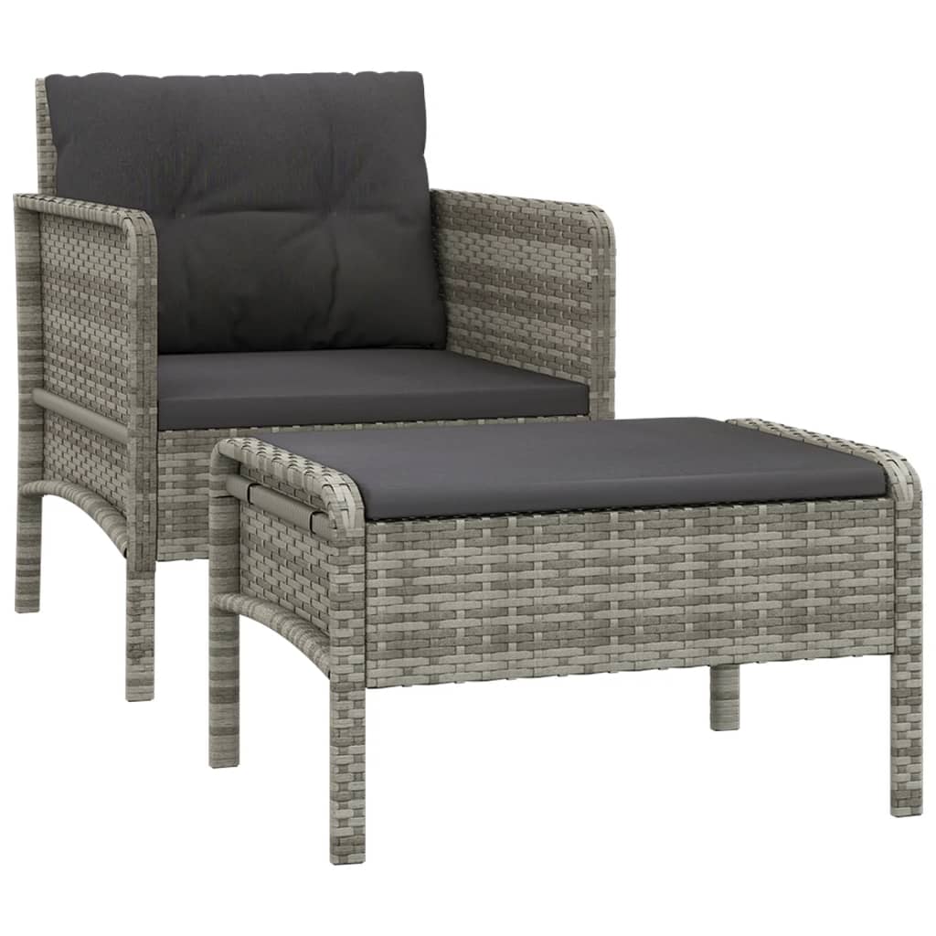 2-delige Loungeset met kussens poly rattan grijs is nu te koop bij PeponiXL, paradijselijk wonen!