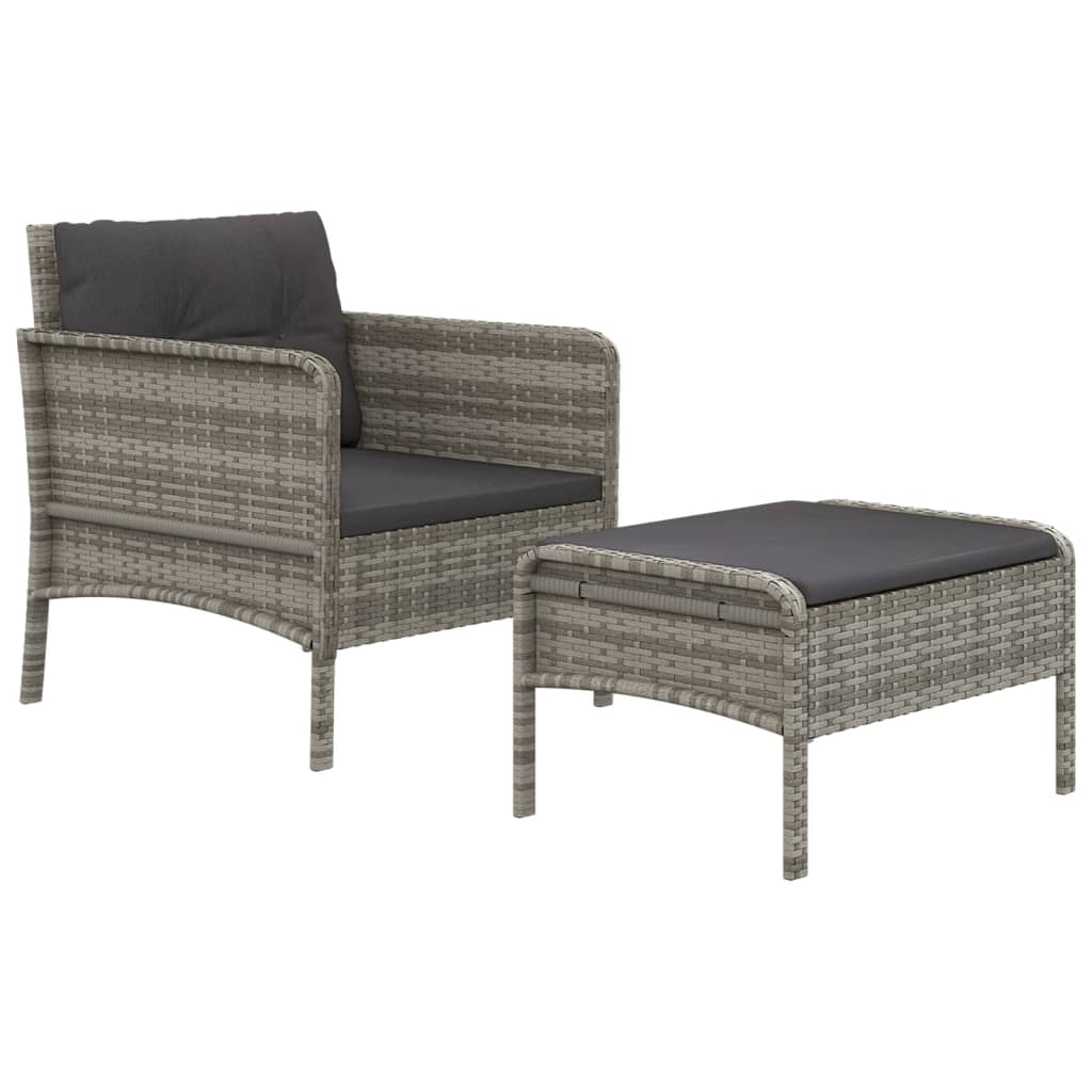 2-delige Loungeset met kussens poly rattan grijs is nu te koop bij PeponiXL, paradijselijk wonen!