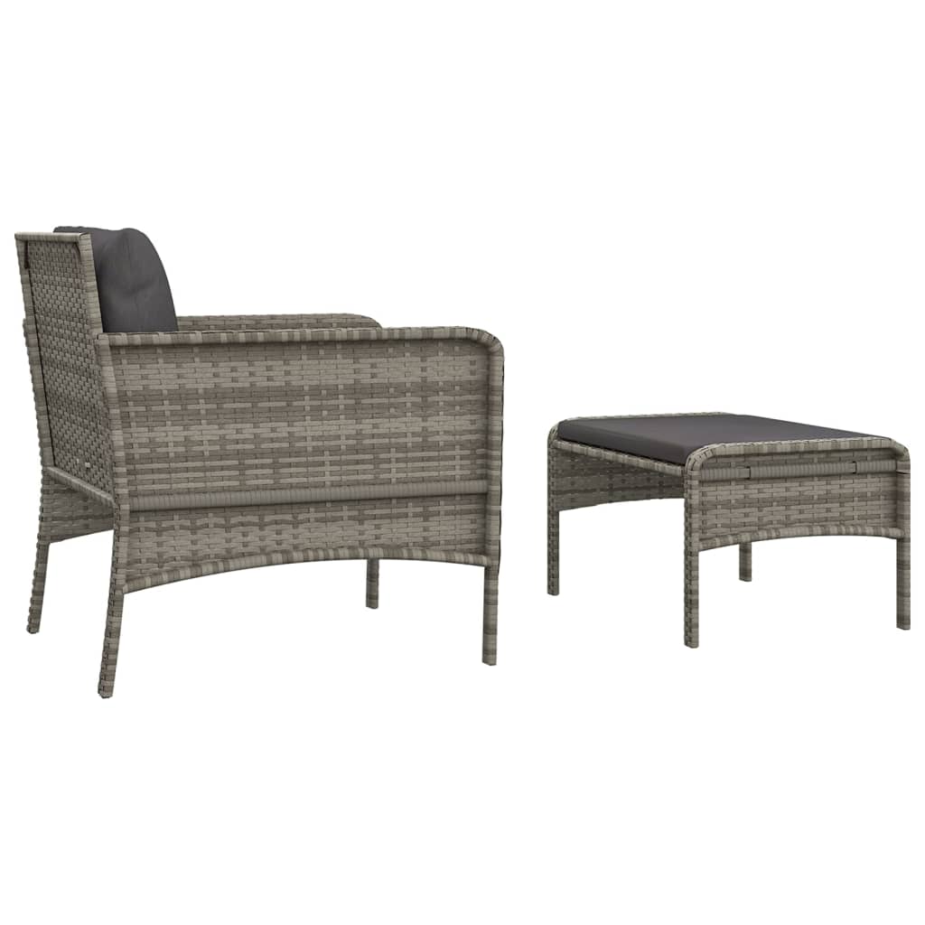 2-delige Loungeset met kussens poly rattan grijs is nu te koop bij PeponiXL, paradijselijk wonen!