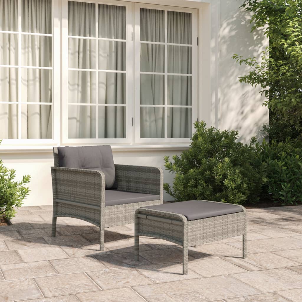 2-delige Loungeset met kussens poly rattan grijs is nu te koop bij PeponiXL, paradijselijk wonen!