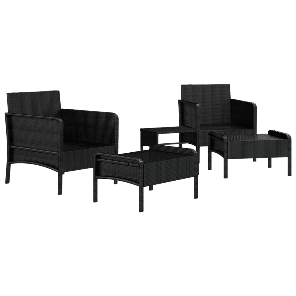 5-delige Loungeset met kussens poly rattan zwart is nu te koop bij PeponiXL, paradijselijk wonen!