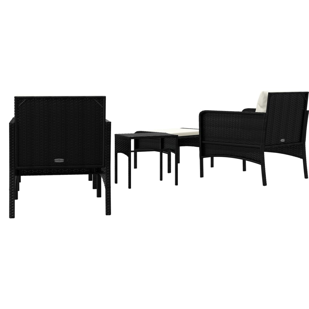 5-delige Loungeset met kussens poly rattan zwart is nu te koop bij PeponiXL, paradijselijk wonen!