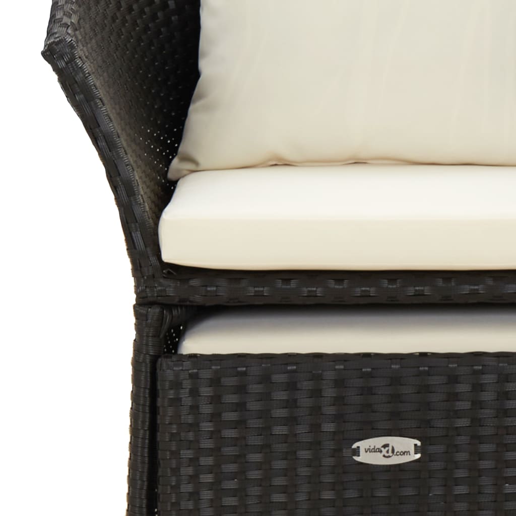 2-delige Loungeset met kussens poly rattan zwart is nu te koop bij PeponiXL, paradijselijk wonen!