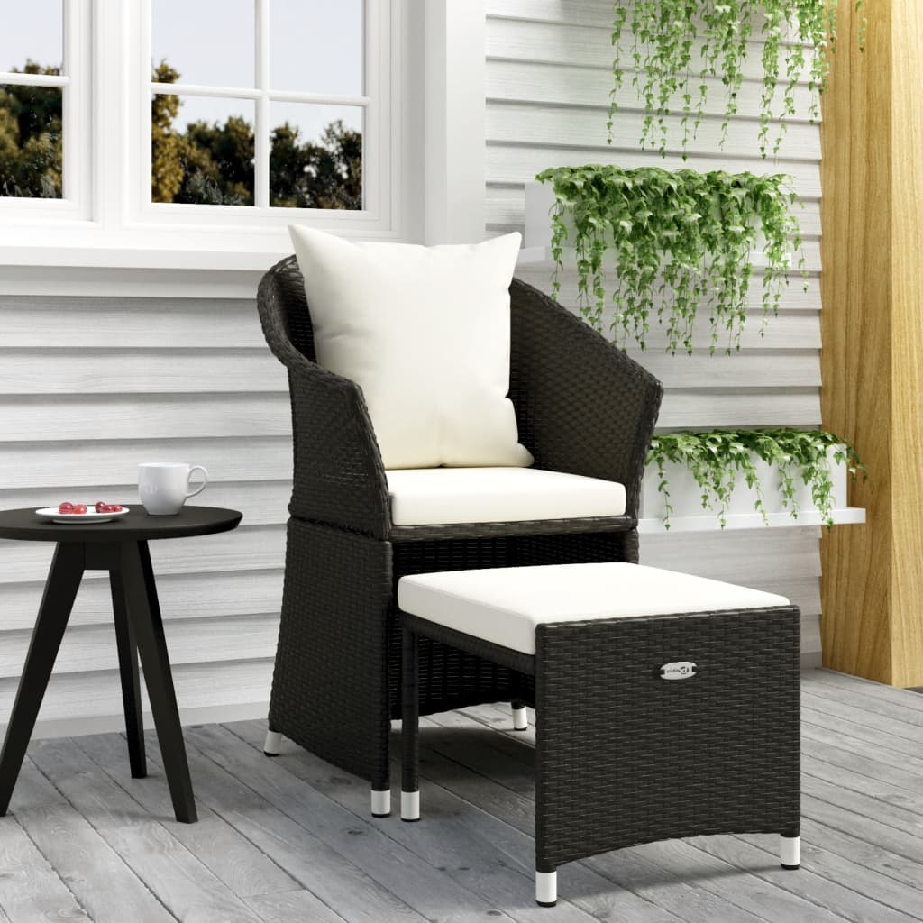 2-delige Loungeset met kussens poly rattan zwart is nu te koop bij PeponiXL, paradijselijk wonen!