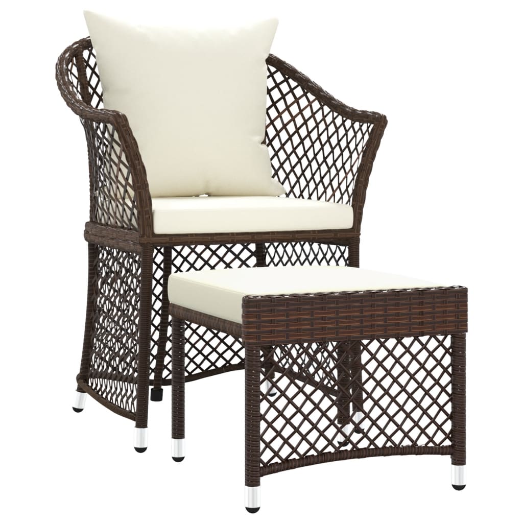 2-delige Loungeset met kussens poly rattan bruin is nu te koop bij PeponiXL, paradijselijk wonen!