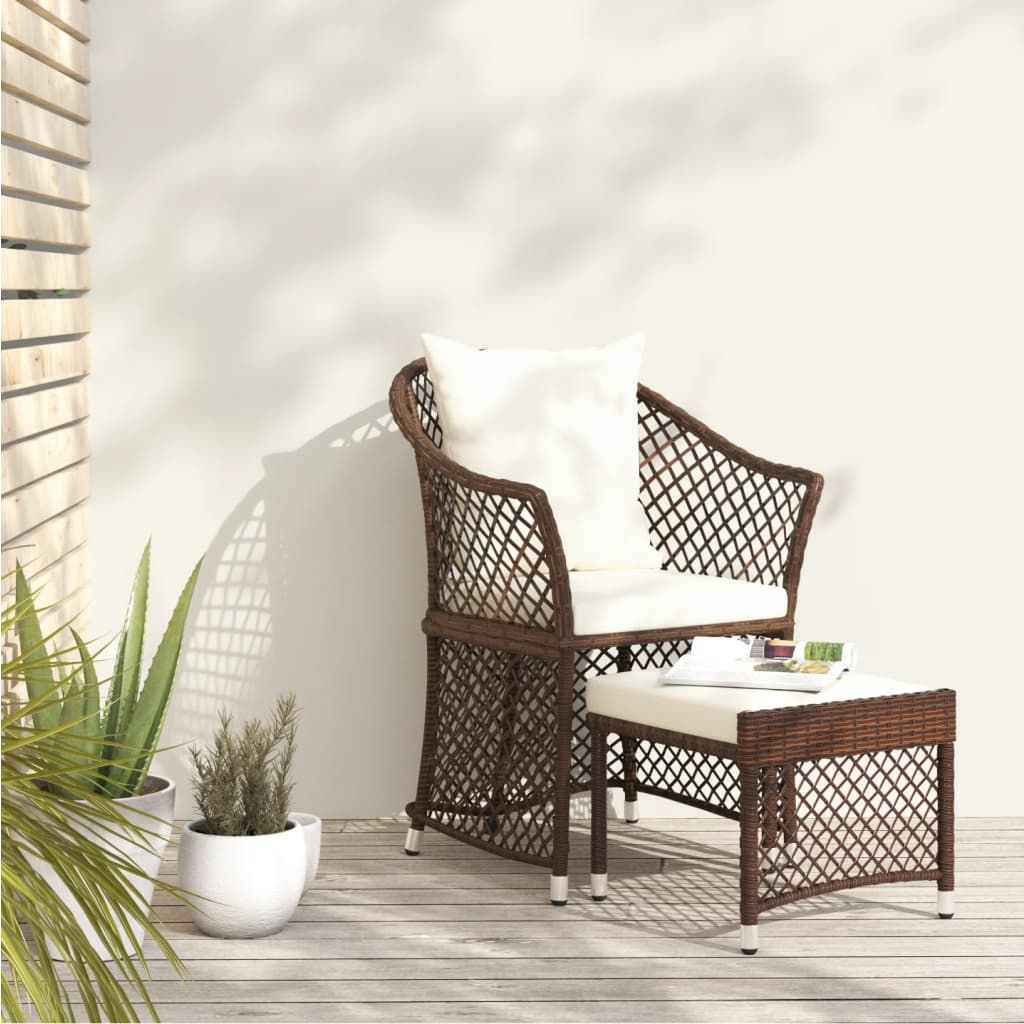 2-delige Loungeset met kussens poly rattan bruin is nu te koop bij PeponiXL, paradijselijk wonen!