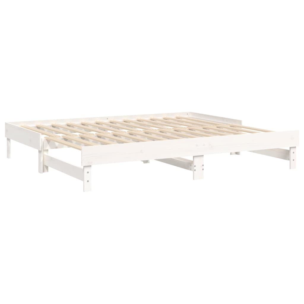 Slaapbank uitschuifbaar 2x(100x200) cm massief grenenhout wit is nu te koop bij PeponiXL, paradijselijk wonen!