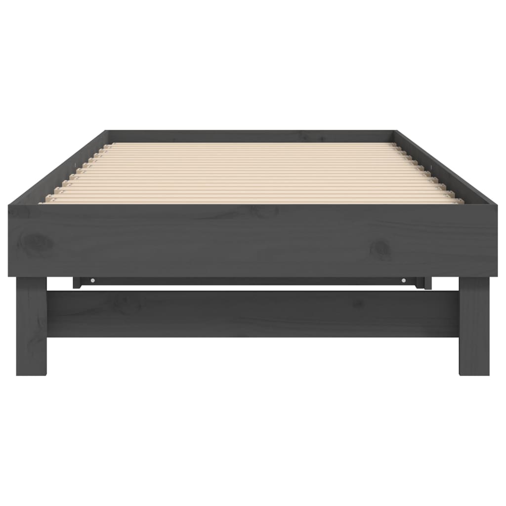Slaapbank uitschuifbaar massief grenenhout grijs 2x(100x200) cm is nu te koop bij PeponiXL, paradijselijk wonen!