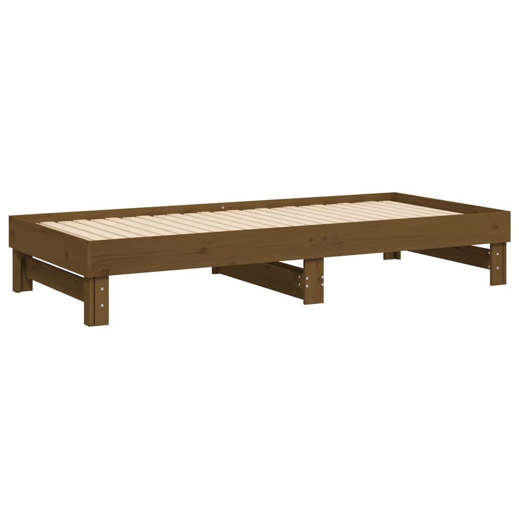 Slaapbank uitschuifbaar grenenhout honingbruin 2x(100x200) cm is nu te koop bij PeponiXL, paradijselijk wonen!