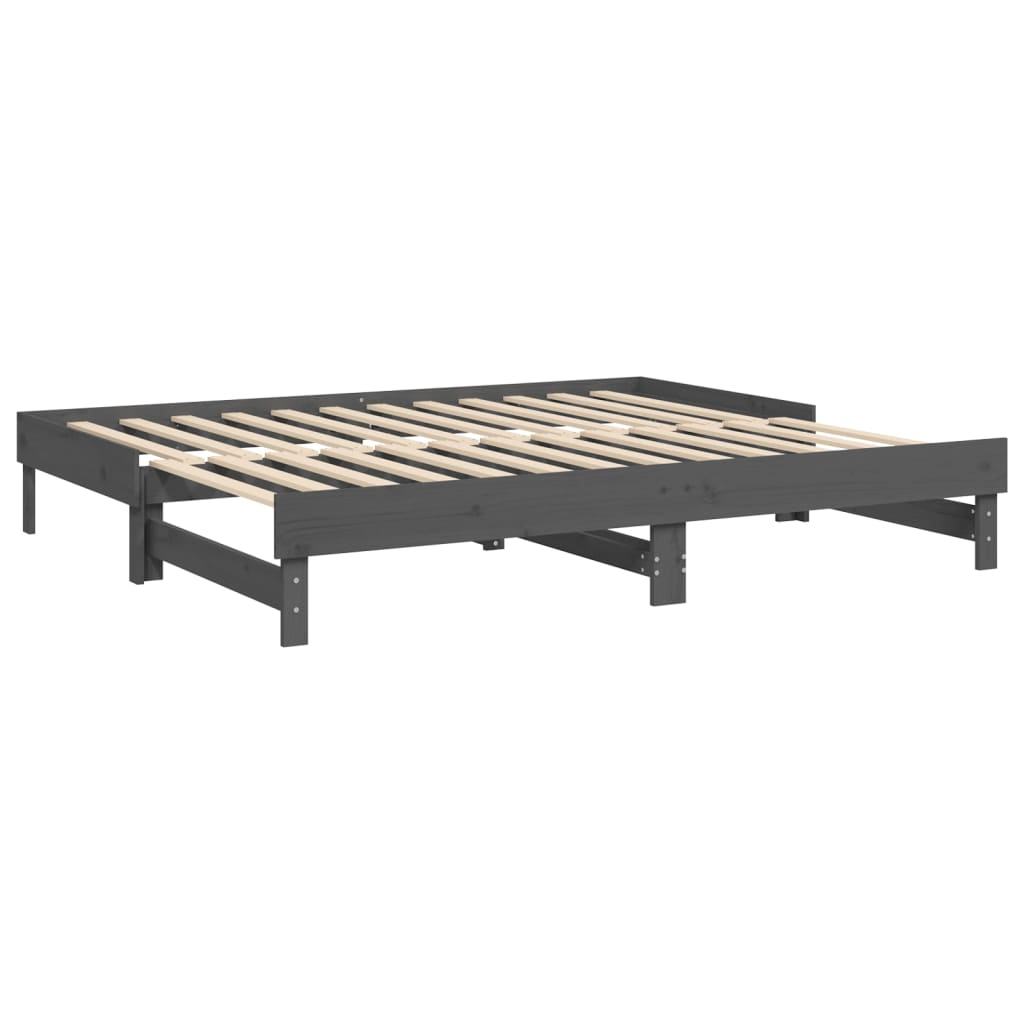 Slaapbank uitschuifbaar massief grenenhout grijs 2x(90x200) cm is nu te koop bij PeponiXL, paradijselijk wonen!